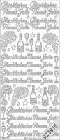 Stickerbogen - Glückliches Neues Jahr silber
